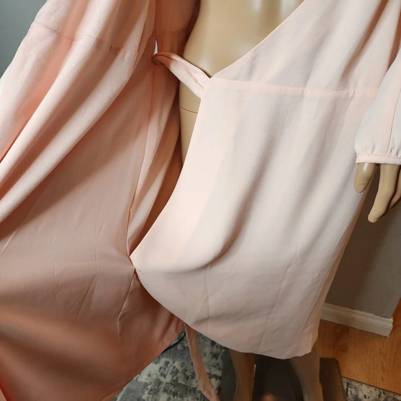 J. Crew 10 Tall Blush Pink Long Sleeve Knee Length True Wrap Dress 10T - Picture 4 of 16